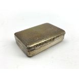 George IV silver rectangular snuff box with engine turned decoration 4cm x 6.