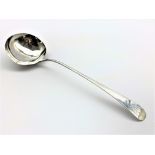 George III silver Old English pattern soup ladle engraved with a monogram London 1786 Maker Charles