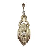 Austrian Art Deco 14ct white gold diamond pendant hallmarked Condition Report & Further