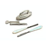 Sterling silver toothpaste squeezer by Tiffany & Co , nail buffer, pencil holder,
