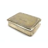 George III Scottish silver snuff box of rectangular design with rounded corners and gilt interior