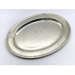 Sterling silver oval platter by Tiffany & Co No.20181 engraved with the letter 'M' 40cm x 29cm 38.