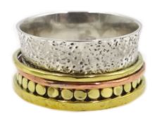 Silver and 14ct gold spinning ring Condition Report & Further Details <a