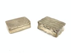 Plain silver rectangular snuff box 3.5cm x 5cm Birmingham 1915 and another 1922 1.