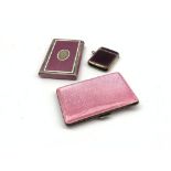 Ladies Continental silver and pink enamel cigarette case with import marks for Cohen and Charles