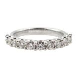 18ct white gold round brilliant cut diamond half eternity ring hallmarked, diamond total weight 1.