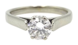 Austrian 14ct white gold single stone diamond ring, stamped 585, diamond approx 0.