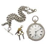 Waltham silver pocket watch key wound, case by Dennison Watch Case Co, Birmingham 1923,