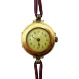 Swiss 18ct gold wristwatch, London import marks 1912,