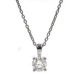 18ct white gold single stone diamond pendant necklace, stamped 750, diamond 0.