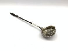 George IV Scottish silver punch ladle with floral embossed bowl and turned handle Glasgow 1825