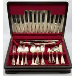 Canteen of Kings pattern silver cutlery for six covers 65pieces London 1977 in mahogany case approx