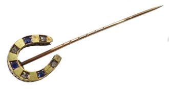 Early 20th century sapphire and diamond stick pin 2.