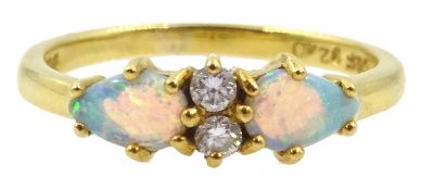 18ct gold pear shaped opal and diamond ring,