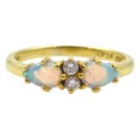 18ct gold pear shaped opal and diamond ring,