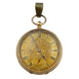 Swiss gold pocket watch, key wound movement inscribed H.