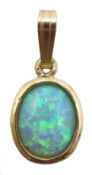 9ct gold (tested) oval opal pendant Condition Report & Further Details Approx 0.