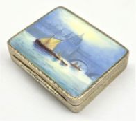 Continental silver and enamel vanity box,