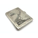 Edwardian Art Nouveau silver card case with stylised floral decoration,