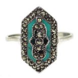 Silver turquoise and marcasite ring Condition Report & Further Details Silver tested