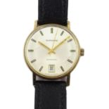 Garrard gentleman's 9ct gold automatic wristwatch, with date aperture, London 1980,