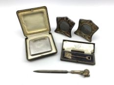 Silver presentation spade with an enamelled shield inscribed 'M C 1935' inoriginal case,