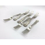 Three Victorian silver Kings pattern table forks London 1855,