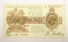 Bank of England John Bradbury one pound note, 'C72 No.