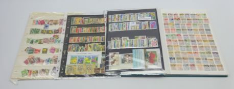 Japan - mainly older stamps in one stockbook and more modern material on stockcards and album pages,