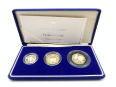 United Kingdom 2004 silver proof piedfort three coin collection,