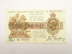 Bank of England John Bradbury one pound note, 'C74 No.