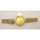 King Edward VII 1907 gold full sovereign, in bracelet mount, total weight 23.