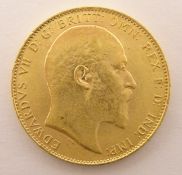 King Edward VII 1906 gold full sovereign Condition Report & Further Details <a