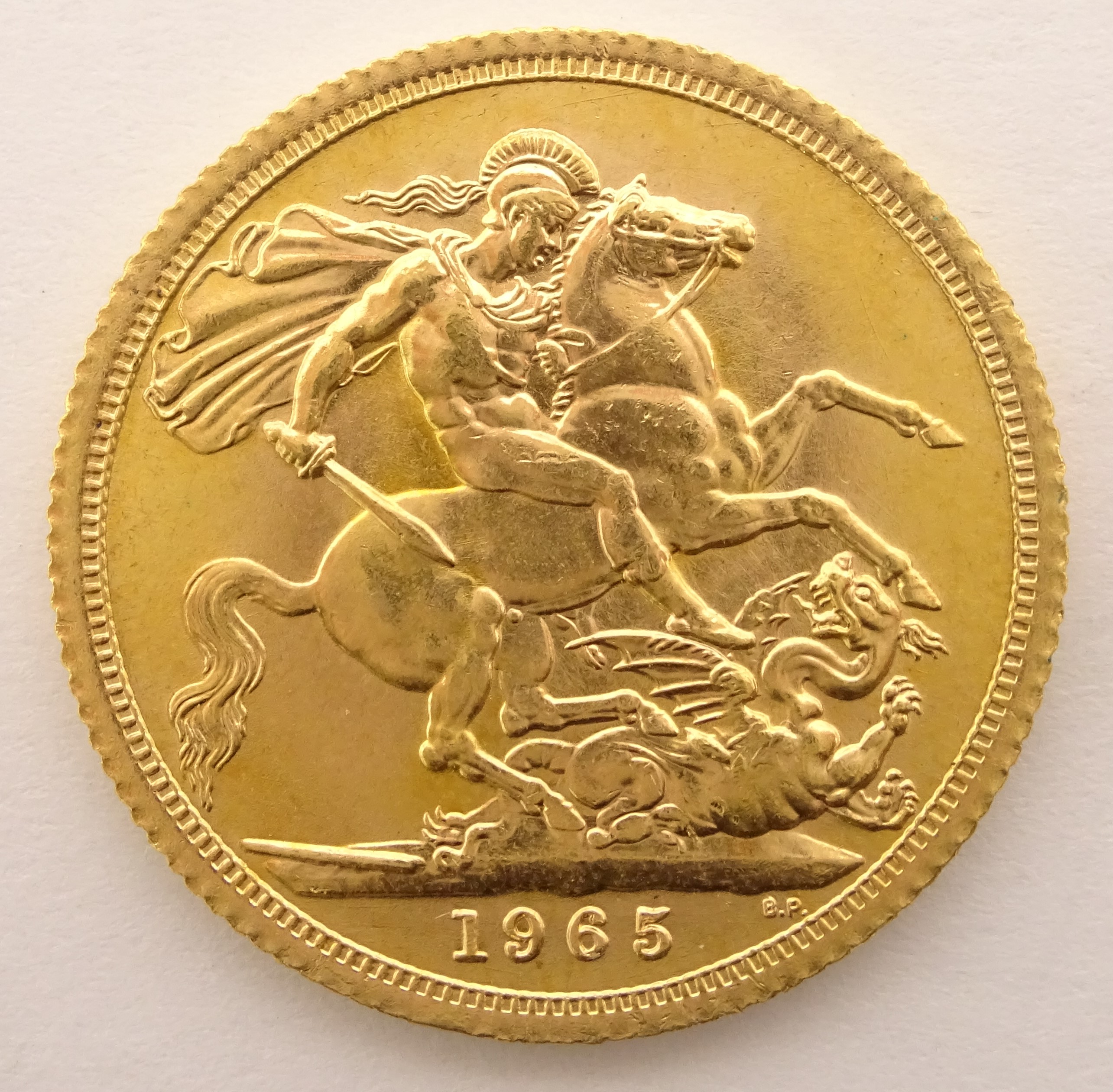Queen Elizabeth II 1965 gold full sovereign Condition Report & Further Details - Image 2 of 2