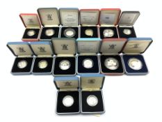 Fourteen silver proof coins including 1981 crown, 1994 'D-Day' fifty pence, 1995 one pound coin,