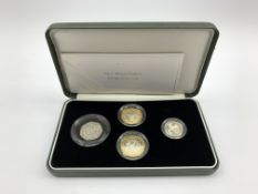 United Kingdom 2005 silver proof piedfort four coin collection,