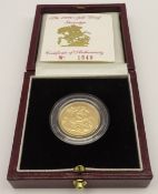 Queen Elizabeth II 1990 gold proof full sovereign,