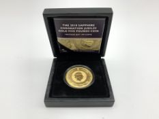 Queen Elizabeth II Gibraltar 'The 2018 Sapphire Coronation Jubilee Gold Five Pounds Coin',