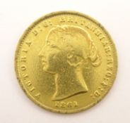 Australian Queen Victoria 1861 gold half sovereign,