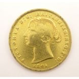 Australian Queen Victoria 1861 gold half sovereign,