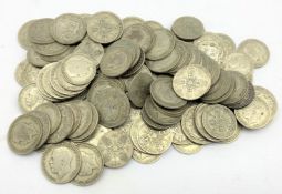 Quantity of pre 1947 florin and half crown silver coins, most being from the reign of King George V,