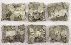 Large quantity of pre 1947 Great British silver coins; Half Crowns, Florins (Two Shillings),