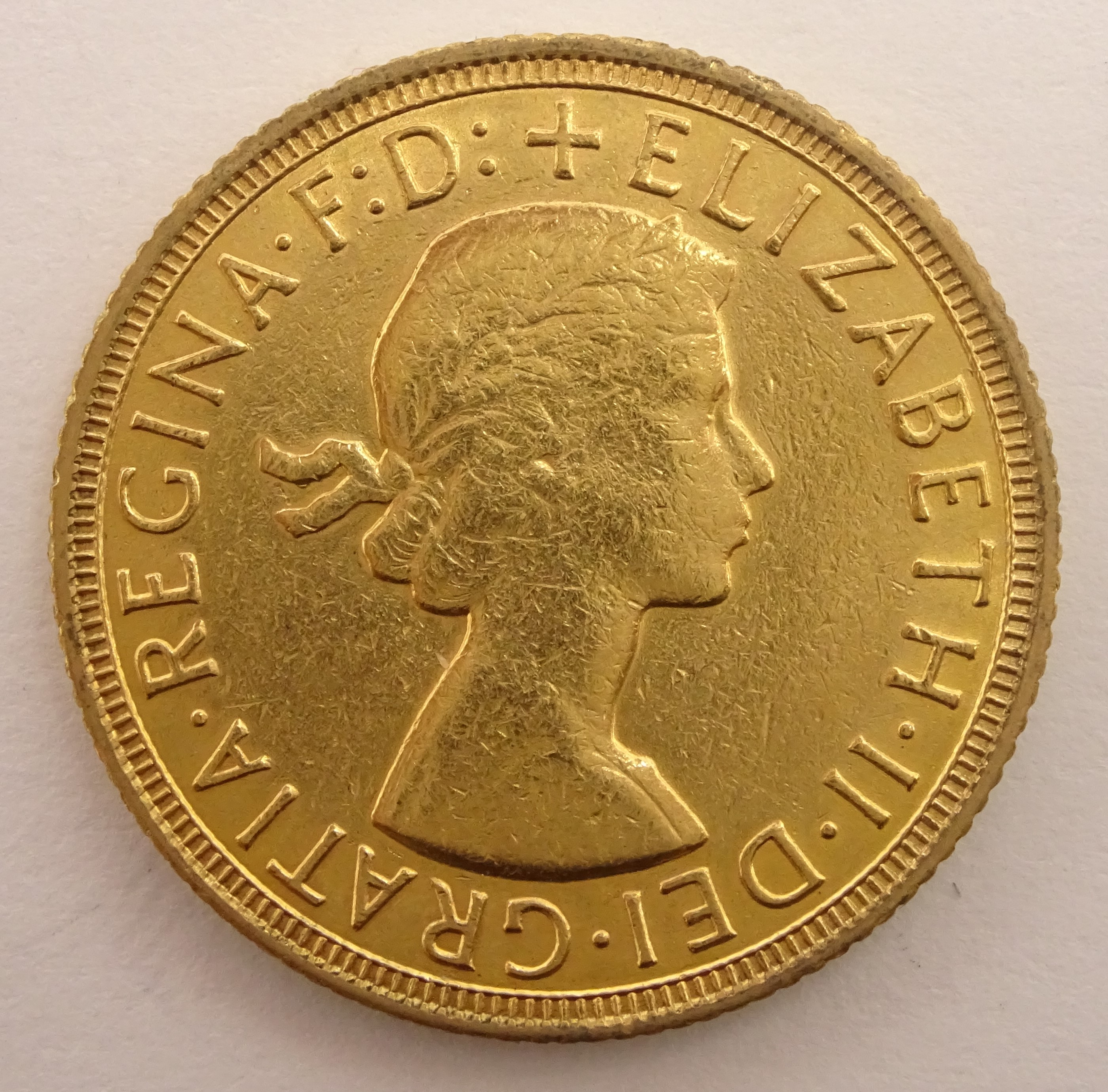 Queen Elizabeth II 1958 gold full sovereign Condition Report & Further Details