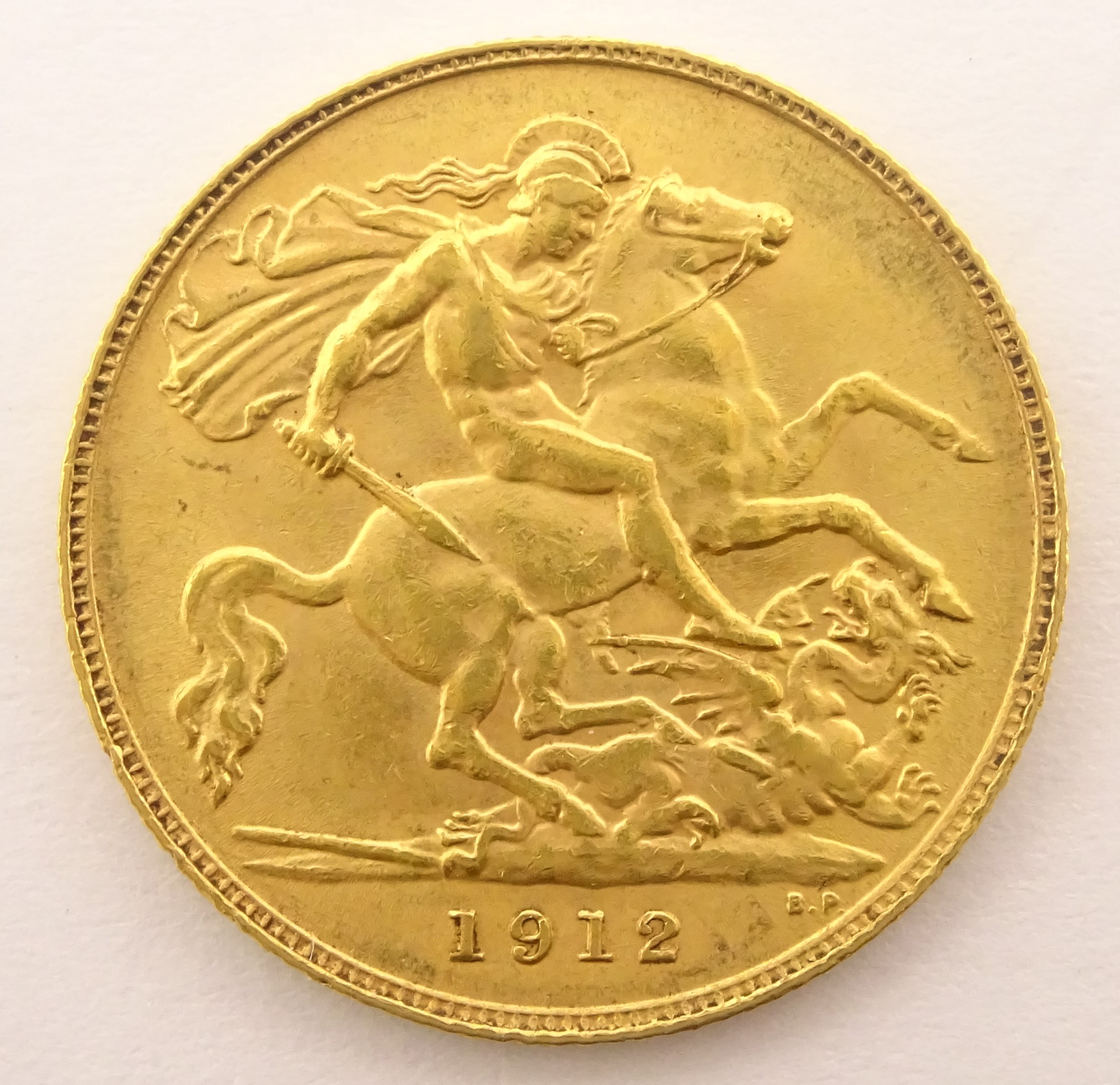 King George V 1912 gold half sovereign Condition Report & Further Details <a - Image 2 of 2