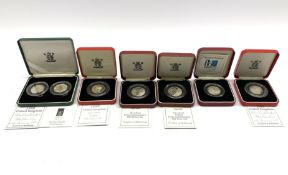 Seven United Kingdom silver proof piedfort fifty pence coins, two 1994 'D-Day', 1997,