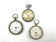 Victorian open faced key wind pocket watch, the white dial inscribed 'Geo Ness,