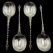 Four Victorian silver apostle spoons by Wakely & Wheeler, London 1891,