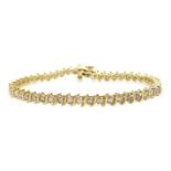 Gold diamond set S shaped line bracelet,