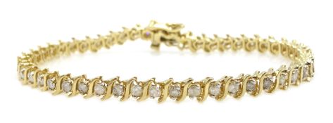 Gold diamond set S shaped line bracelet,