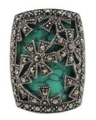 Silver turquoise and marcasite ring,